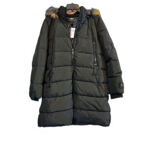 Bernardo Black Faux Fur Trimmed‎ Puffer Jacket Size Large